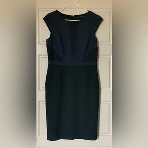 Antonio Melani Navy and Black Cap Sleeve Dress | Size: 8 | Excellent Condition